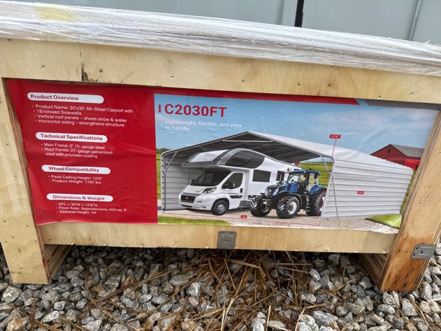 Image for SDLC2030FT 20'x30'All-Steel Carport w/Enclosed Sidewalls