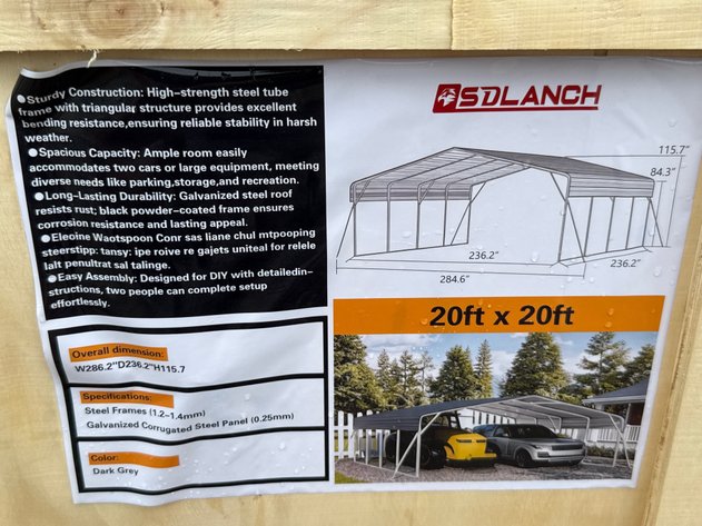 Image for SDLC2020FT Carport 20x20ft DualShield Garage - Powder-Coated & Galvanized