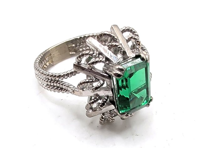 Image for 14K White Gold Emerald Cut Stone Ring