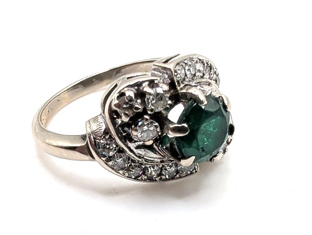 Image for 14K White Gold Emerald Ring