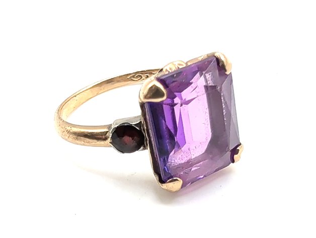 Image for 10K Gold Emerald-cut Amethyst Ring
