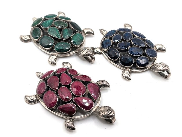 Image for Vintage Sterling Silver Turtle Pendants