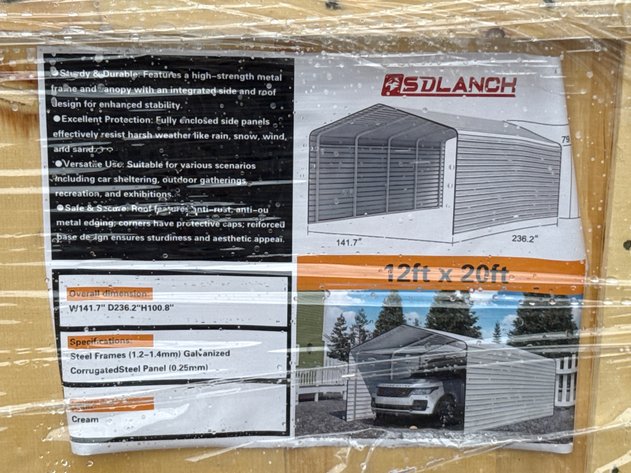 Image for SDLC1220 Carport 12x20ft Fully Enclosed Steel Shelter