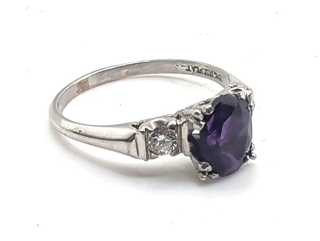 Image for Platinum Diamond Sapphire Ring