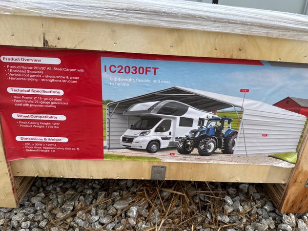 Image for SDLC2030FT 20'x30'All-Steel Carport w/Enclosed Sidewalls