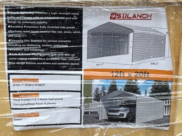 Image for SDLC1220 Carport 12x20ft Fully Enclosed Steel Shelter