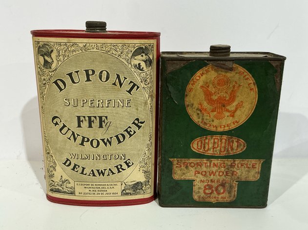 Image for 2 Vintage DuPont Gunpowder Tins