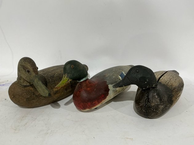 Image for Lot Of Three Wooden Duck Decoys