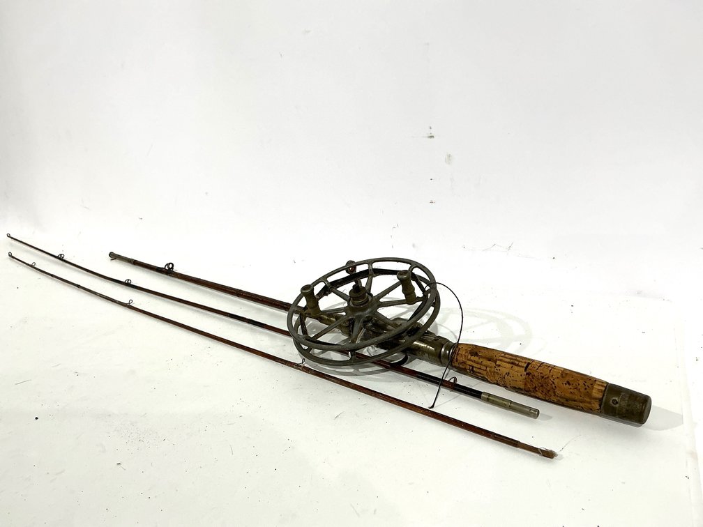 Vintage Bamboo Fishing Rod With Reel