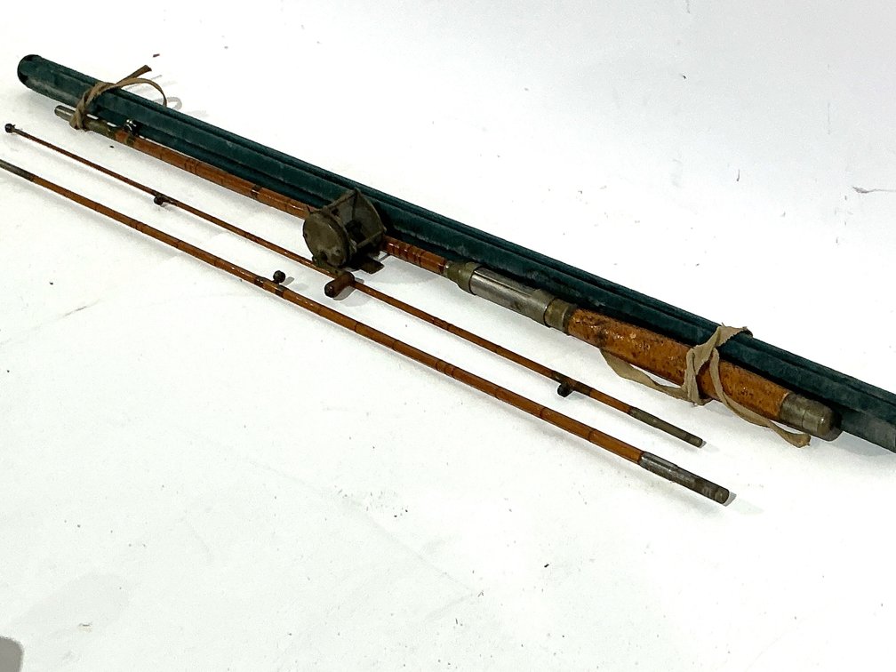 Vintage Split Bamboo Fishing Rod With Reel