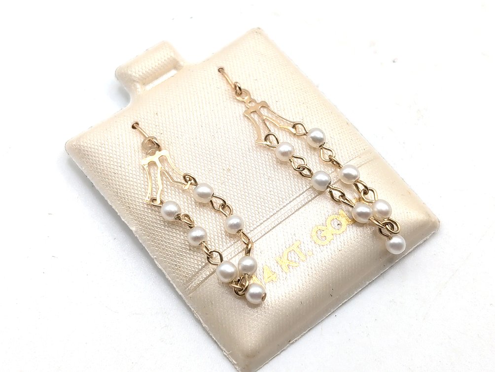 14K Gold Pearl Earrings