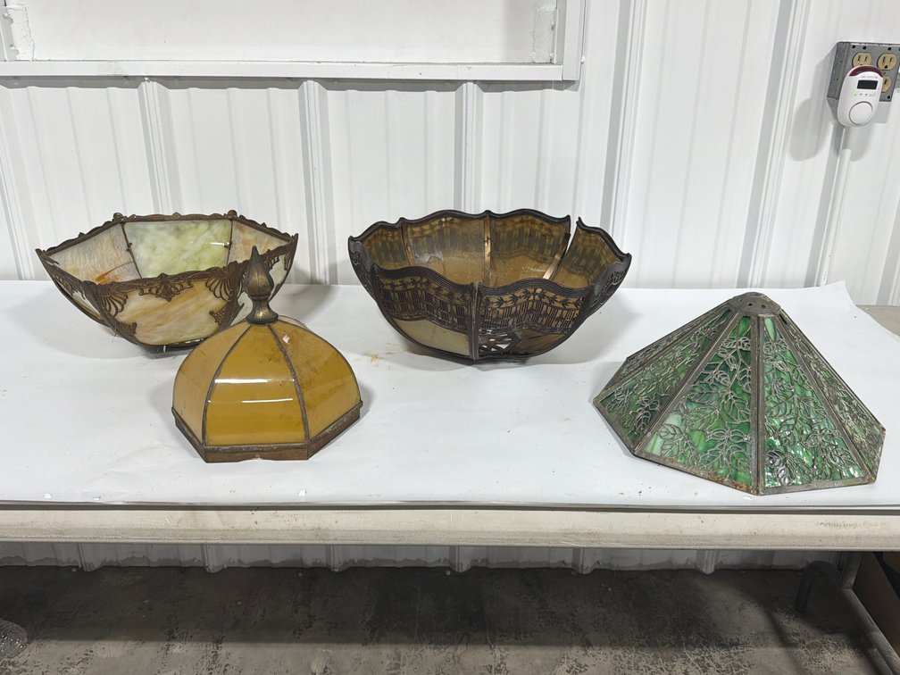 4 Vintage Slag Glass Lamp Shades