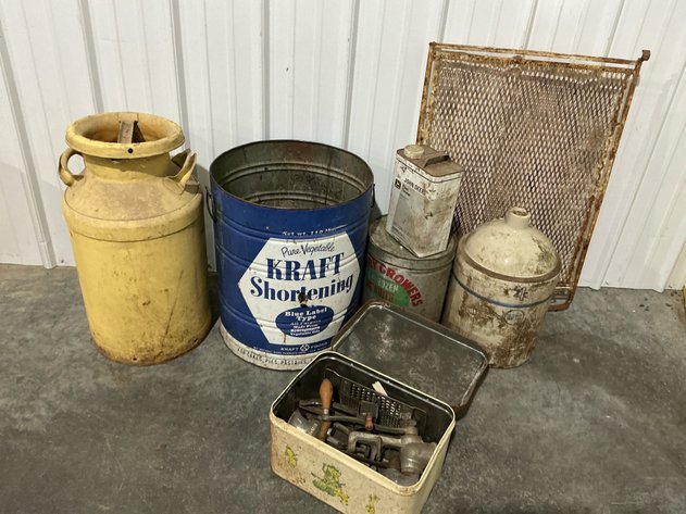 Image for Stoneware Crock And Metal Containers Lot