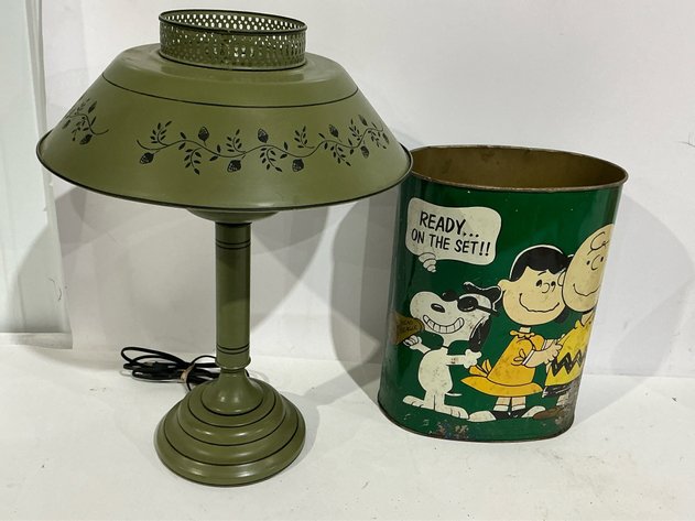 Image for Metal Table Lamp And Metal Wastebasket