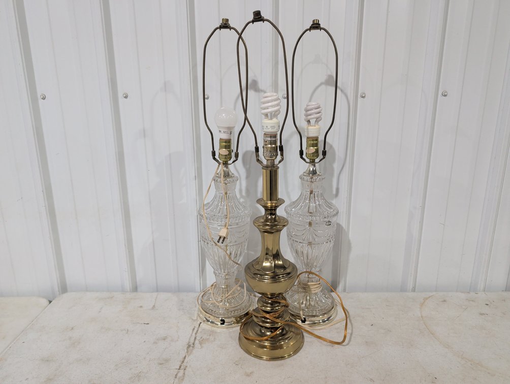Crystal Zajecar And Brass Table Lamps