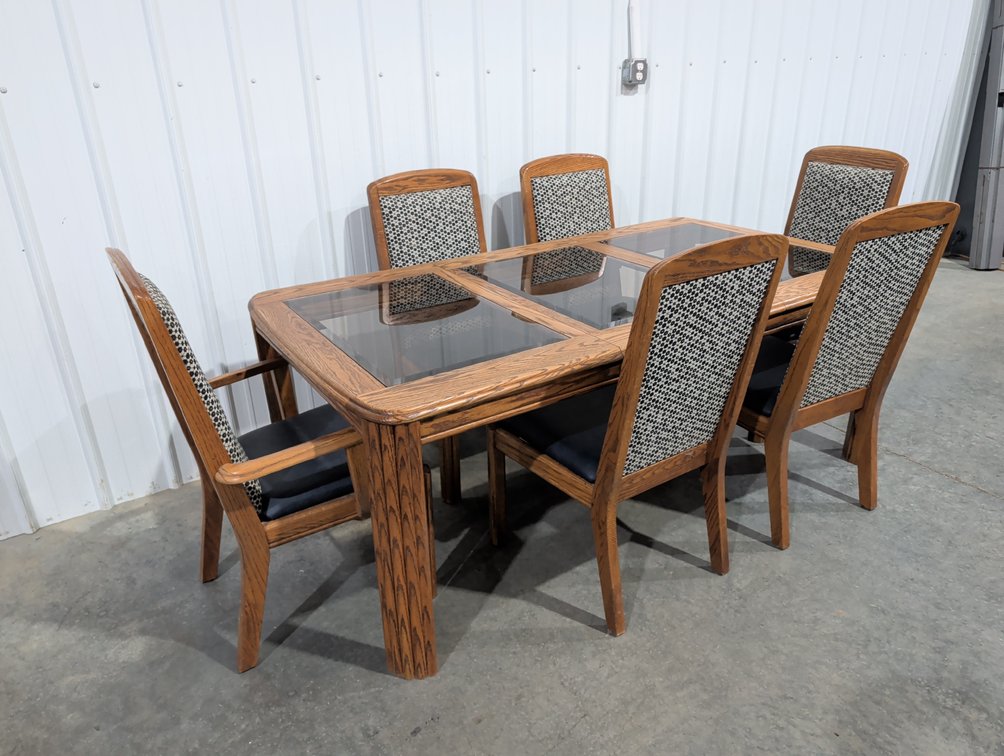 Oak Style Dining Table And Six Chairs