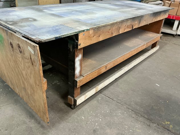 Image for Mobile Wooden 10' Workbench With Drop Leaf