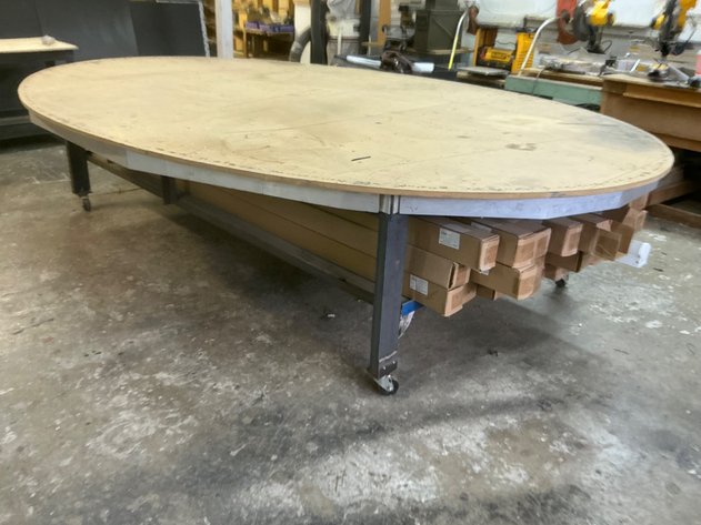 Image for Mobile Oval 12' Work Table With Casters