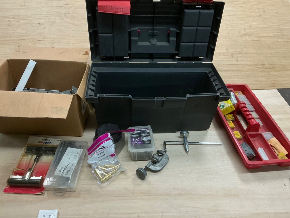 Toolbox With Hardware And Hand Tools