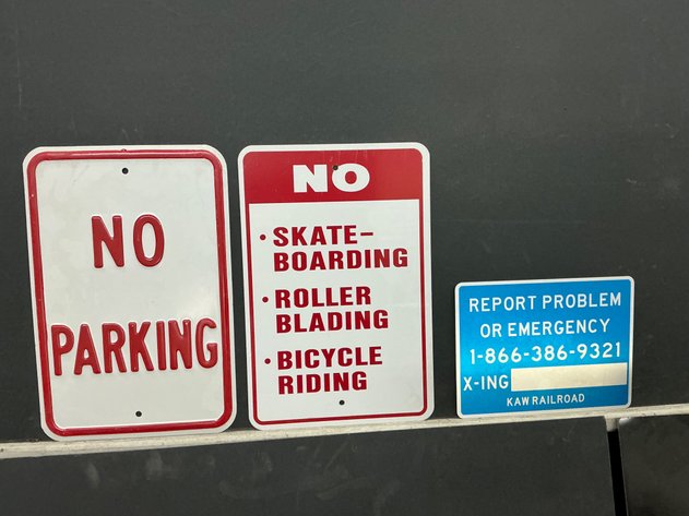 Image for Three Metal Property And Railroad Signs