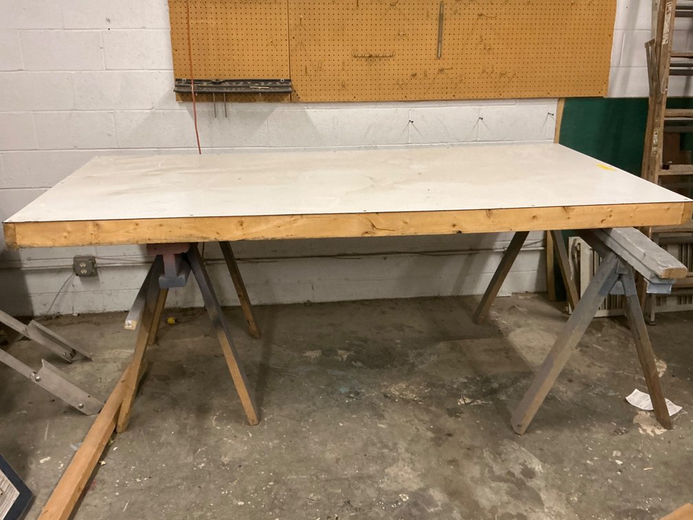 Industrial Work 8' Table With Sawhorses