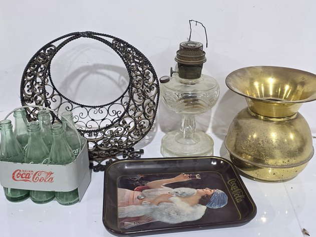 Image for Tray, Oil Lamp, Spittoon, Bottles And More