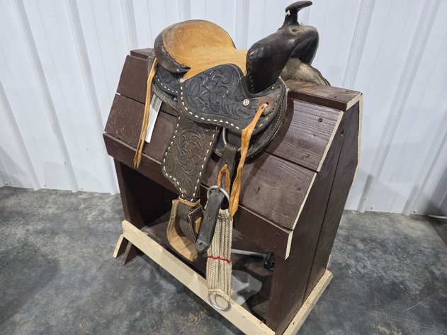 Image for Tooled Leather Western Saddle With Stand