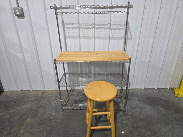 Image for Wire Baker's Rack With Wood Stool