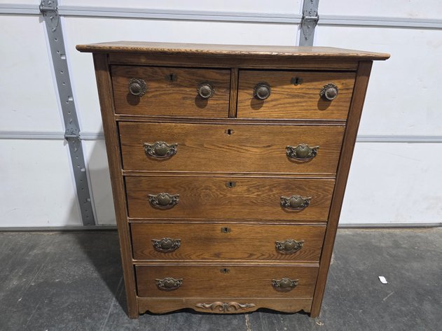 Image for Oak Six Drawer Tall Chest Of Drawers