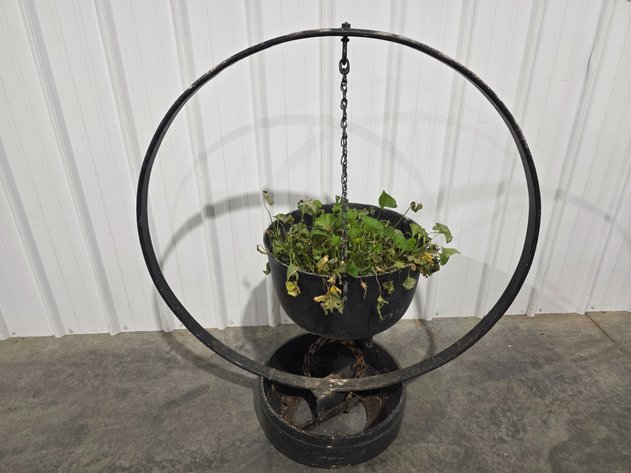 Image for Metal Hoop Planter Stand With Cauldron Pot