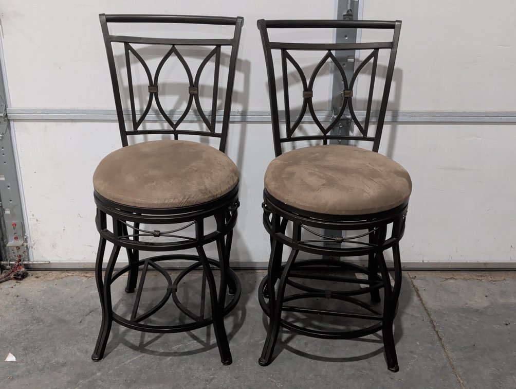 Pair Of Metal Swivel Barstools