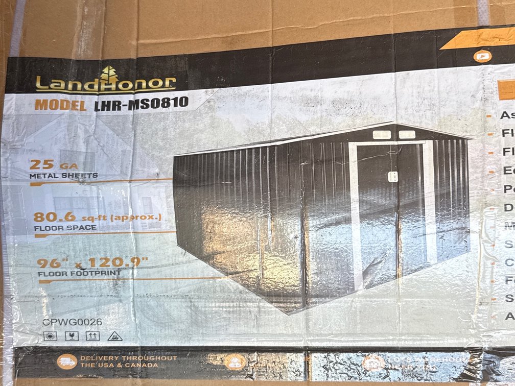 LandHonor 8’x10’ Galvanized Apex Roof Metal Shed