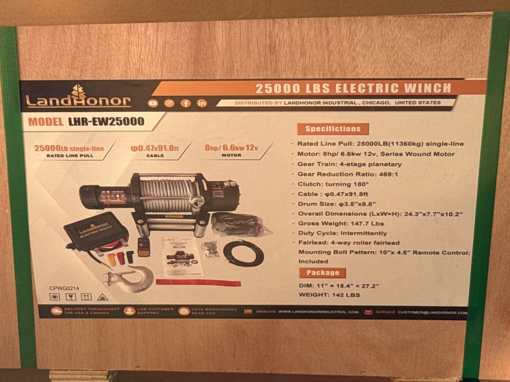 LandHonor 25,000 Lbs Electric Winch