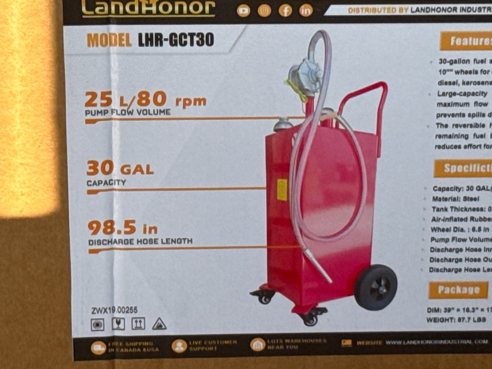 LandHonor 30Gal Gas Caddy Tank
