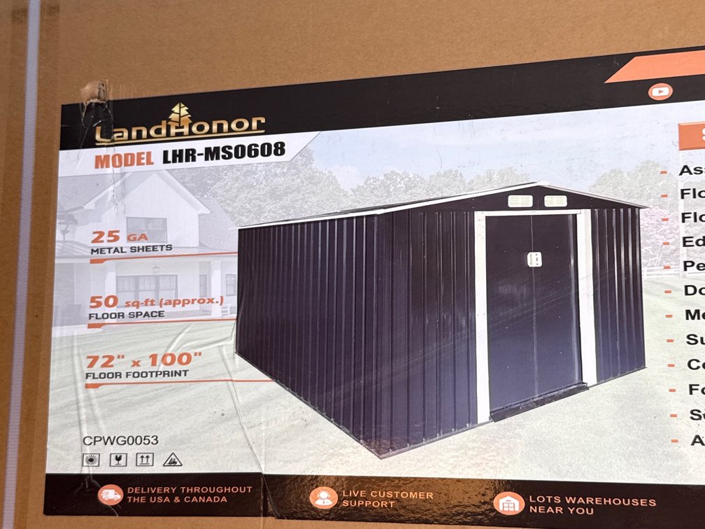 LandHonor 6’x8’ Galvanized Apex Roof Metal Shed