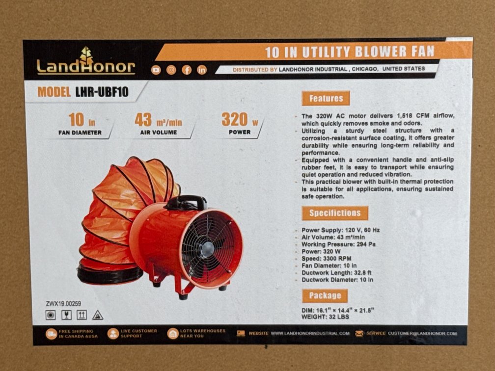LandHonor 10” Utility Blower Fan