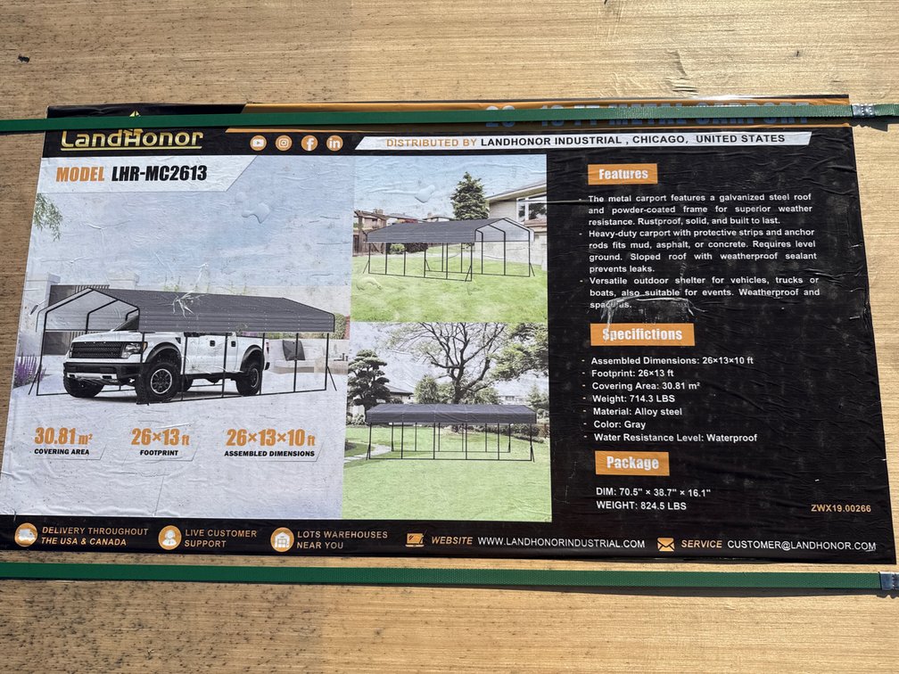 LandHonor 26’ x 13’ Metal Carport
