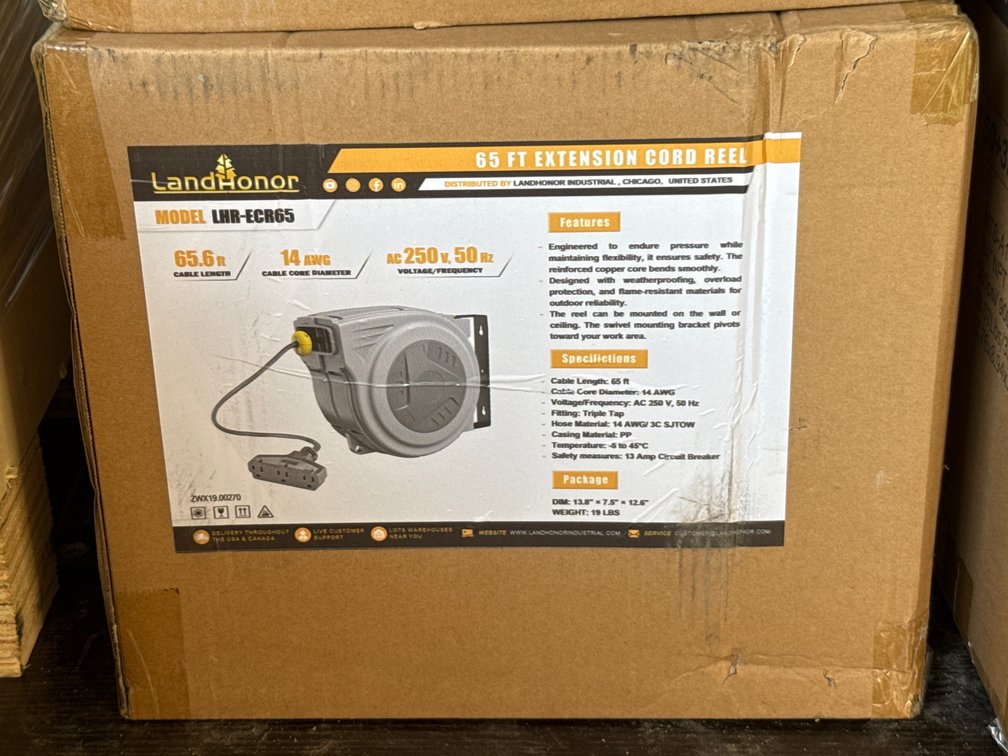 LandHonor 65’ Extension Cord Reel