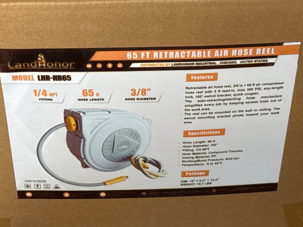 LandHonor 65’ Retractable Air Hose Reel