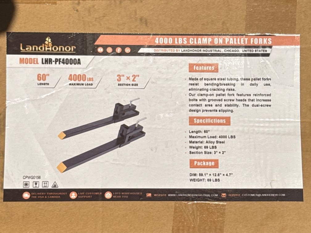 LandHonor 4000Lbs Clamp On Pallet Forks