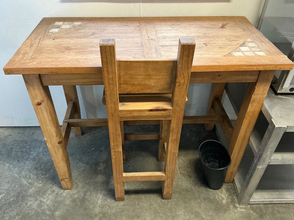 Wooden High Top Table And Chair