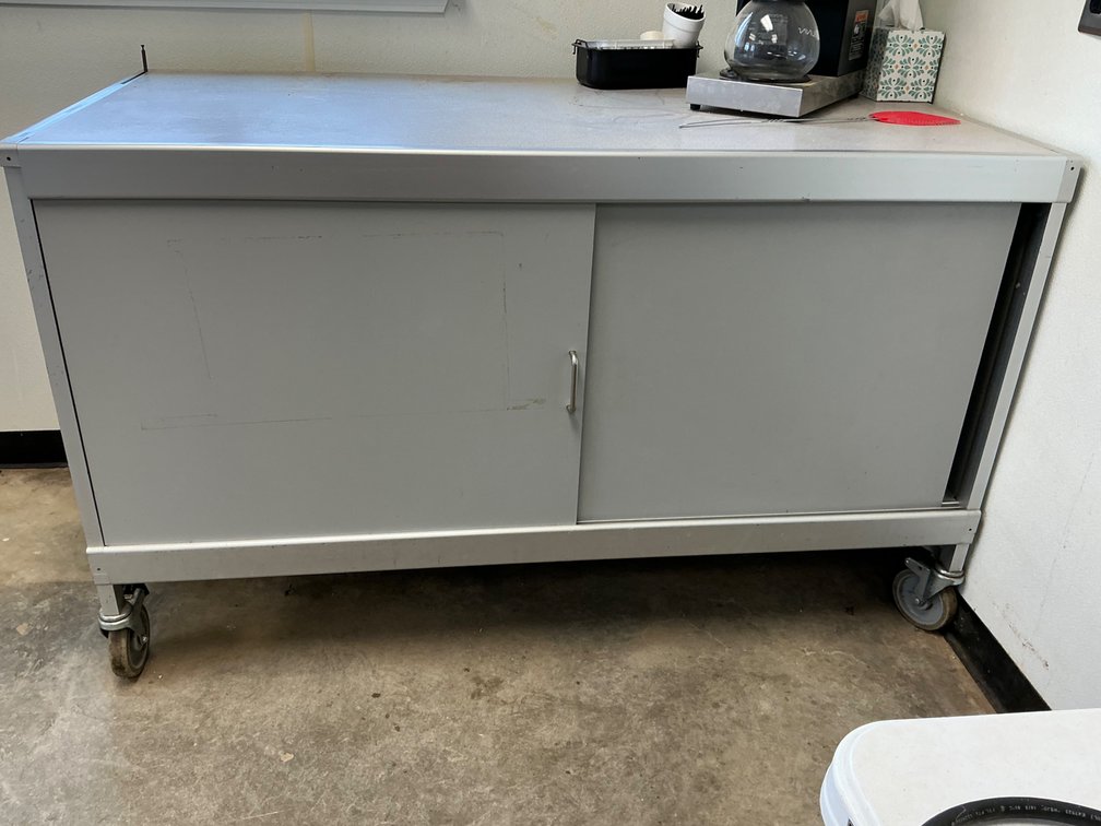 Mobile Counter Cabinet With Sliding Doors