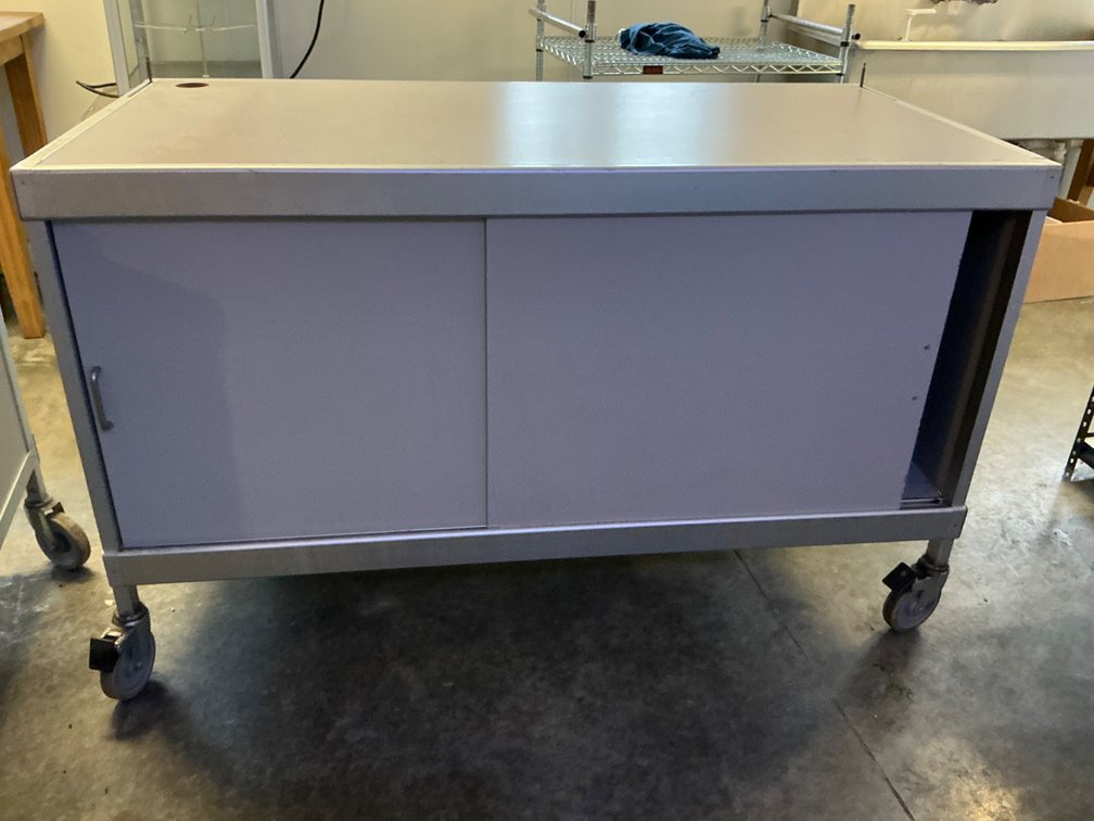 Mobile Counter Cabinet With Sliding Doors