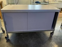 Mobile Counter Cabinet With Sliding Doors