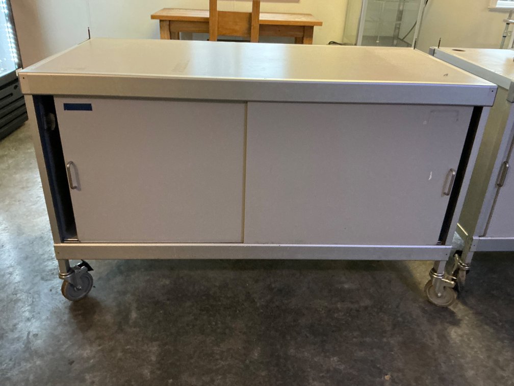 Mobile Counter Cabinet With Sliding Doors