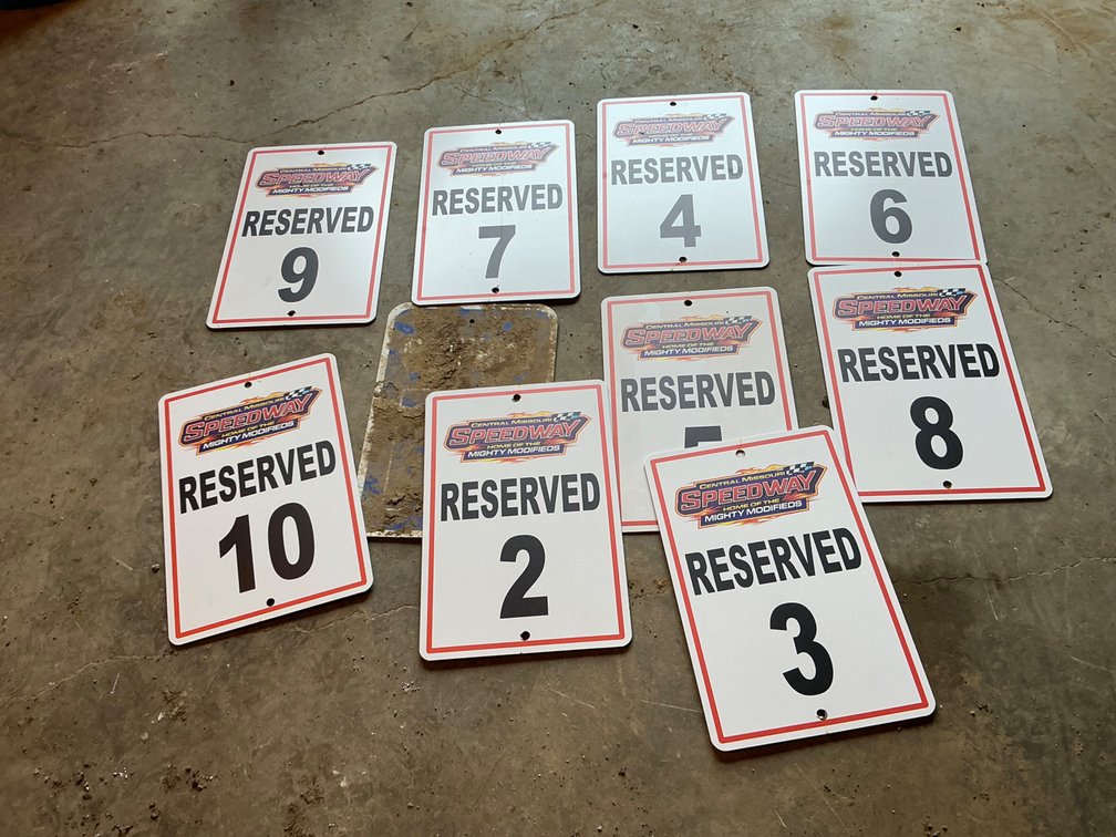 Central Missouri Speedway Reserved Signs