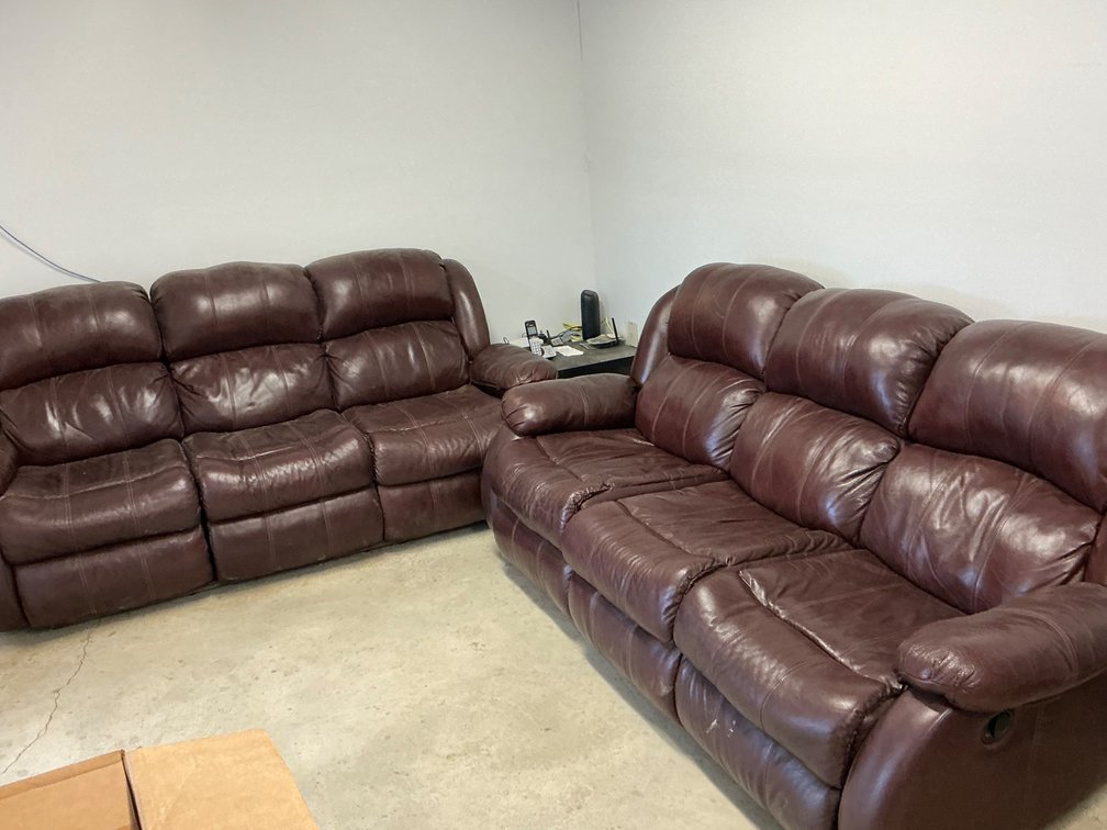 Pair Of Brown Reclining Sofas