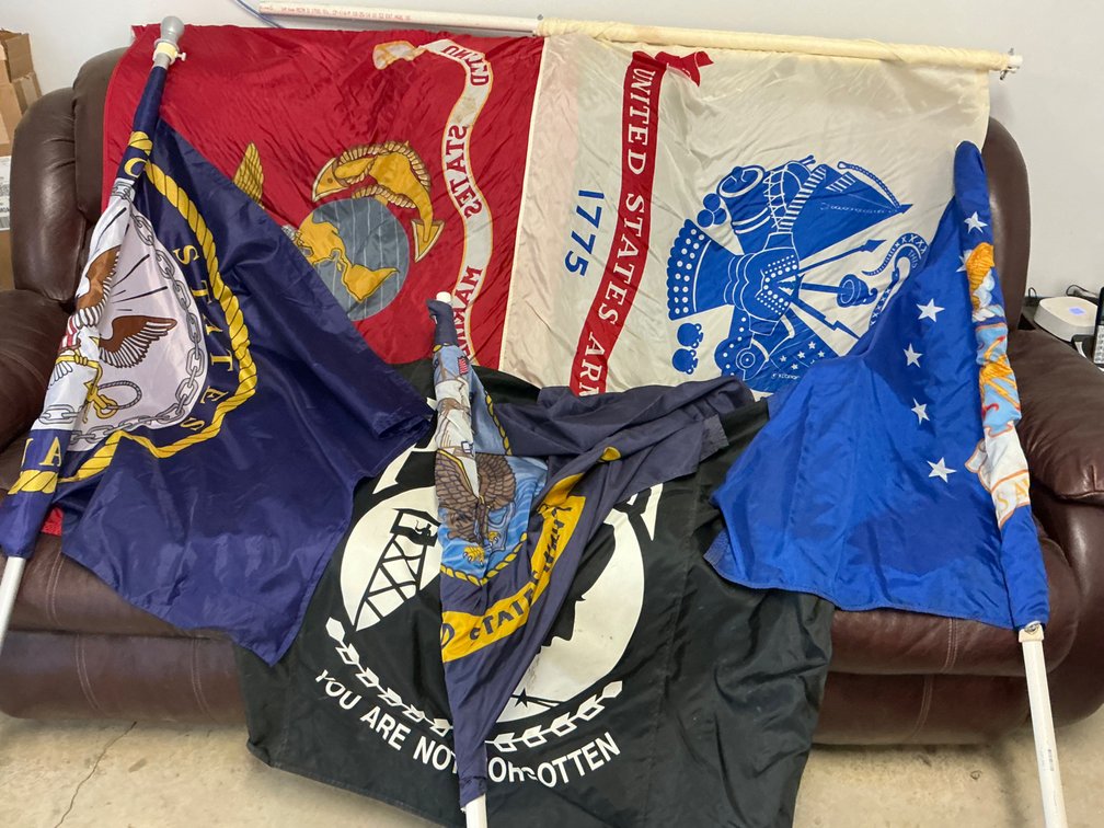 Military Flags Banners w/Flagpoles