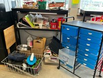 Rolling Cart And Office Supplies Lot