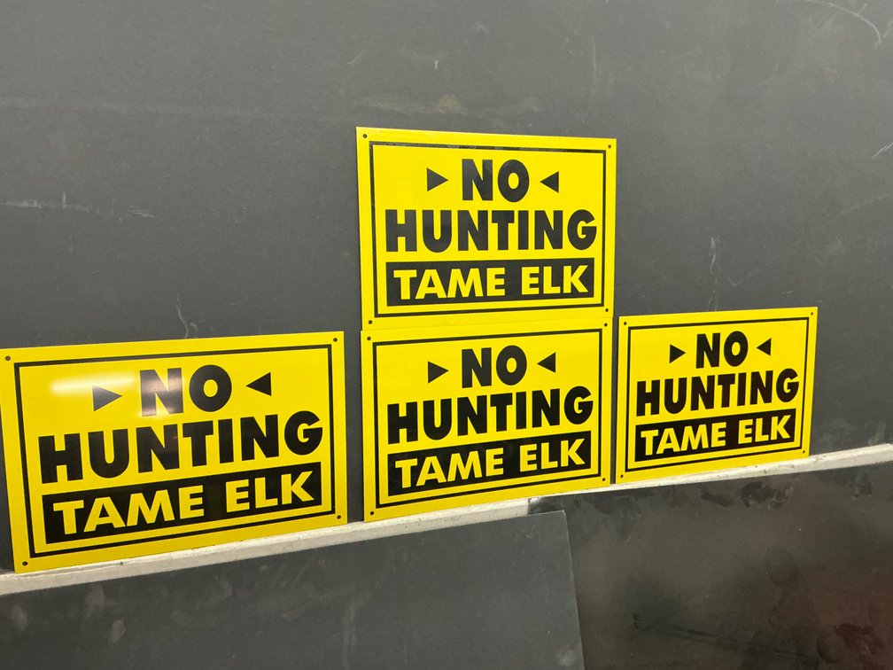 No Hunting Tame Elk Signs